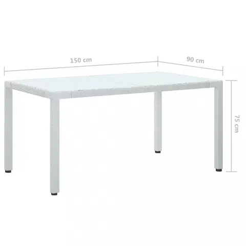 Záhradné stoly Záhradný stôl biely polyratan Dekorhome 150x90x75 cm