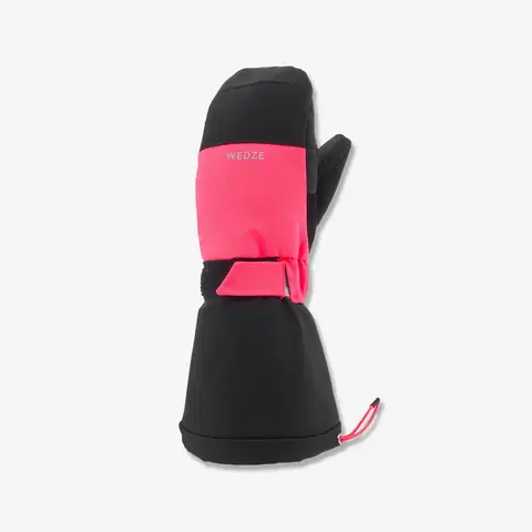 rukavice Detské hrejivé a nepremokavé lyžiarske palčiaky - 550 čierno-reflexne ružové