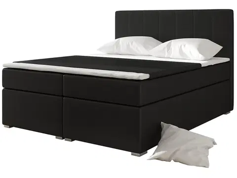 Postele NABBI Anzia 180 čalúnená manželská posteľ s úložným priestorom čierna (Soft 11)