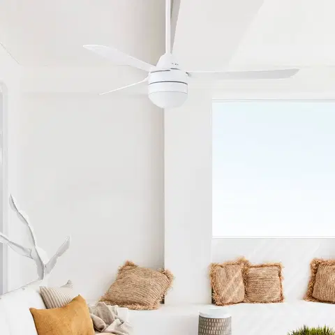 Stropné ventilátory so svetlom Beacon Lighting Stropný ventilátor Megara, svetlo E14, biela
