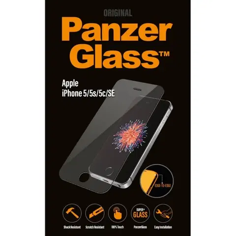 Tvrdené sklá pre mobilné telefóny Ochranné temperované sklo PanzerGlass na celý displej pre Apple iPhone 5/ 5S/ 5C/ SE 1010
