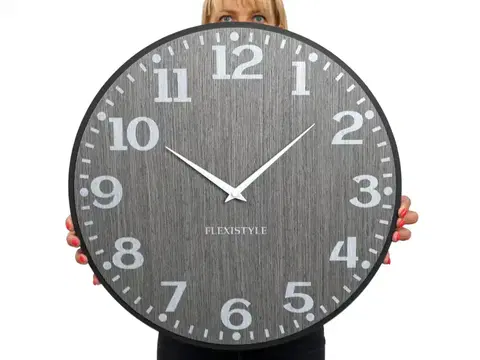 Hodiny Drevené nástenné hodiny Elegante Flex z227-1d1a-0-x sivé, 50 cm