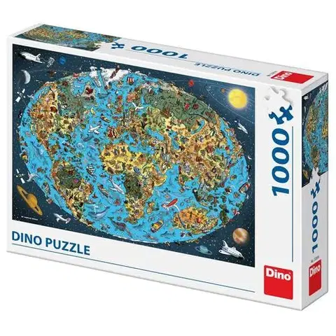 1000 dielikov Dino Toys Puzzle Kreslená mapa sveta 1000 Dino