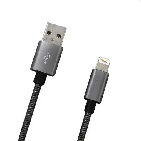Dáta príslušenstvo MobilNET Dátový a nabíjací kábel USB/Lightning, 2A, 1m, sivý KAB-0099-USB-LIGHT