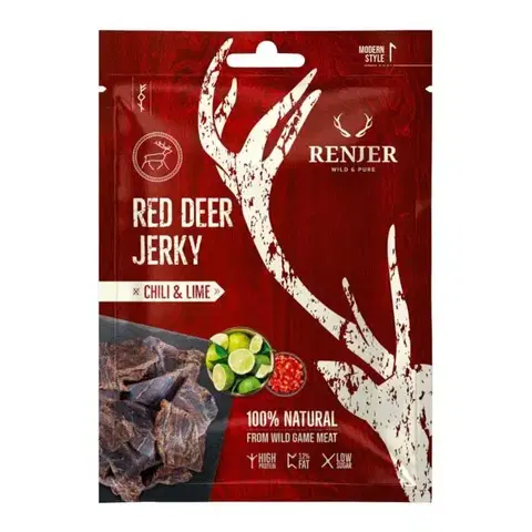 Sušené mäso Renjer Sušené jelenie mäso Red Deer Jerky 25 g chilli a limetka