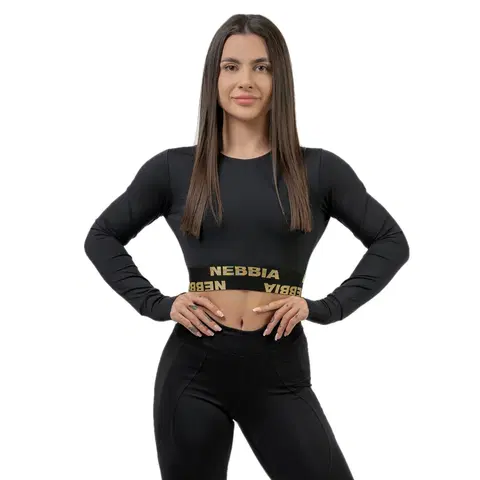 Dámske tielka Crop top Nebbia INTENSE Perform 839 Black/Gold - XS