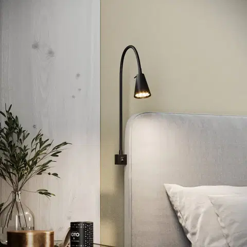 Ďalšie nábytkové svetlá Briloner LED nástenná lampa 2080, montáž na posteľ, čierna