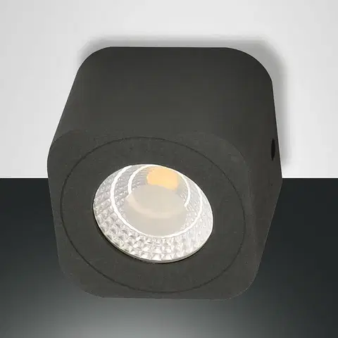 Stropné svietidlá Fabas Luce Hranaté LED svietidlo Downlight Palmi antracitové