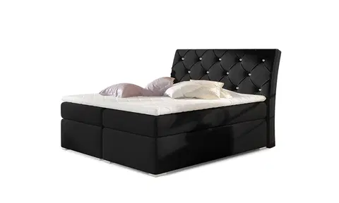Postele NABBI Beneto 140 čalúnená manželská posteľ s úložným priestorom čierna (Soft 11)