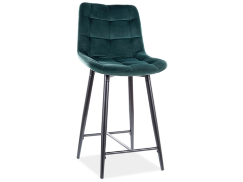 Barové stoličky Signal Polovičná barová stolička CHIC H-2 VELVET čierny rám / zelená BLUVEL 78