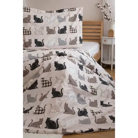 Obliečky Jerry Fabrics Bavlnené obliečky Mačky, 140 x 200 cm, 70 x 90 cm