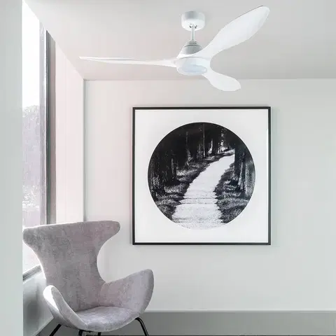 Stropné ventilátory so svetlom FARO BARCELONA Stropný LED ventilátor Polaris L 3-lopatkový biela