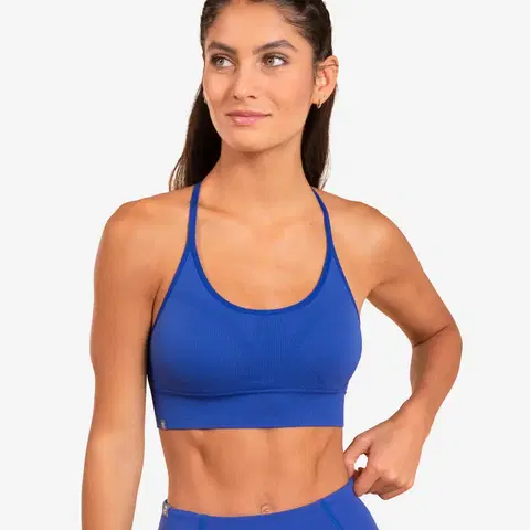 fitnes Podprsenka na jogu Premium Seamless modrá