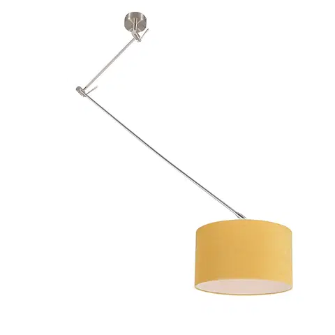 Zavesne lampy Závesné svietidlo oceľové s tienidlom 35 cm žlté nastaviteľné - Blitz I.