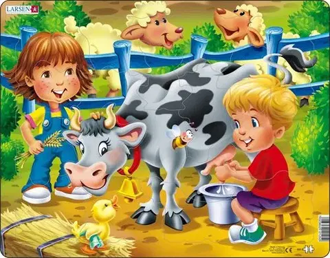 LARSEN puzzle Larsen Puzzle Puzzle Deti na farme s kravičkou Larsen BM5-ZZ