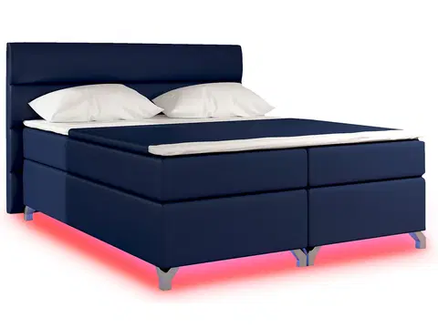 Postele NABBI Avellino 160 čalúnená manželská posteľ s úložným priestorom modrá