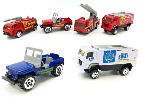 Hračky - dopravné stroje a traktory LAMPS - Kovové autíčka polícia a hasiči 1:64 - náhodný