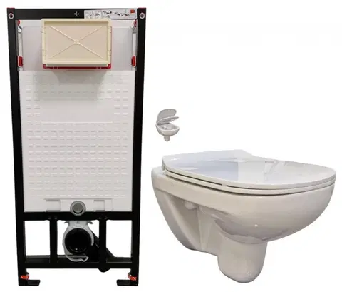 Záchody DEANTE Podstavný rám, pre závesné WC misy bez tlačidla + WC bez oplachového kruhu Edge + SEDADLO CST_WC01 X EG1