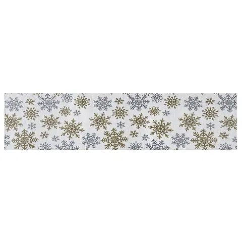 Obrusy Dakls Behúň Snowflakes biela, 33 x 140 cm