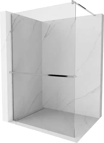 Sprchové dvere MEXEN/S - Kioto+ Sprchová zástena WALK-IN s poličkou a držiakom uterákov 130 x 200, transparent, chróm 800-130-121-01-00