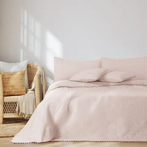 Prikrývky na spanie AmeliaHome Prehoz na posteľ Meadore púdrová, 220 x 240 cm, 220 x 240 cm