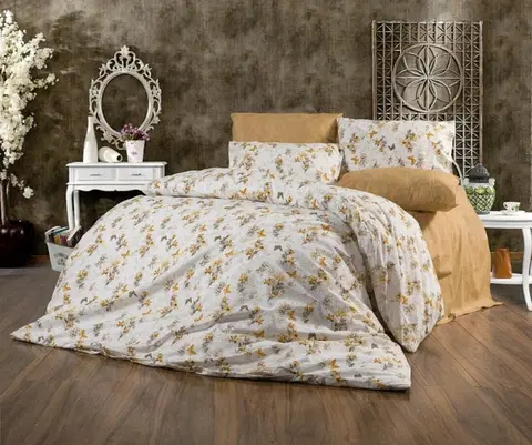Posteľná bielizeň Súprava 1+1 posteľnej bavlnenej obliečky, Žlté motýle
