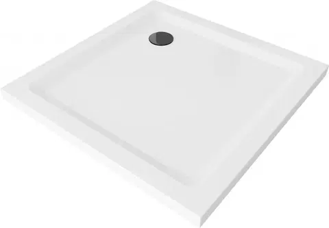 Vane MEXEN/S - Flat sprchová vanička štvorcová slim 70 x 70, biela + čierny sifón 40107070B