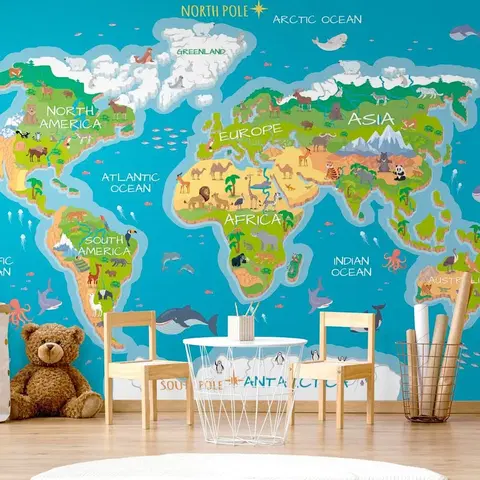 Samolepiace tapety Samolepiaca tapeta zemepisná mapa sveta pre deti