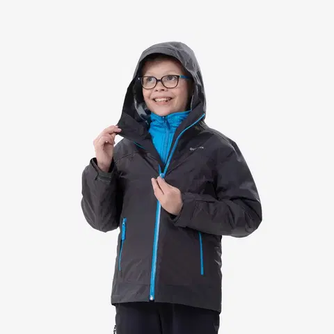 bundy a vesty Detská hrejivá a nepremokavá turistická bunda SH500 3v1 do -8 °C pre 7-15 rokov