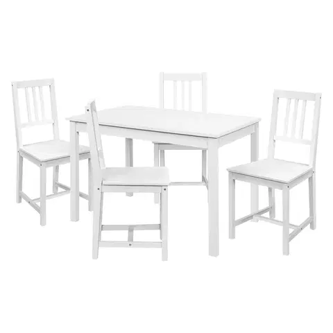 Jedálenské sety Jedálenský stôl 8848B biely lak + 4 stoličky 869B biely lak