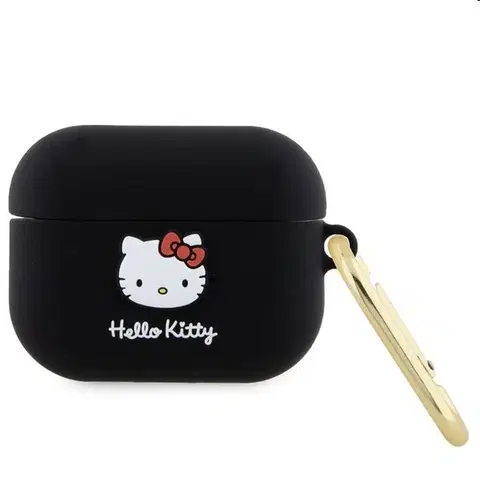 Slúchadlá Hello Kitty Liquid Silicone 3D Kitty Head Logo obal pre Apple AirPods Pro, čierny