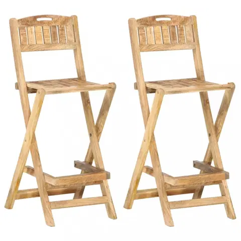 Záhradné kreslá a stoličky Skladacia záhradná barové stoličky 2 ks mangovníkové drevo Dekorhome