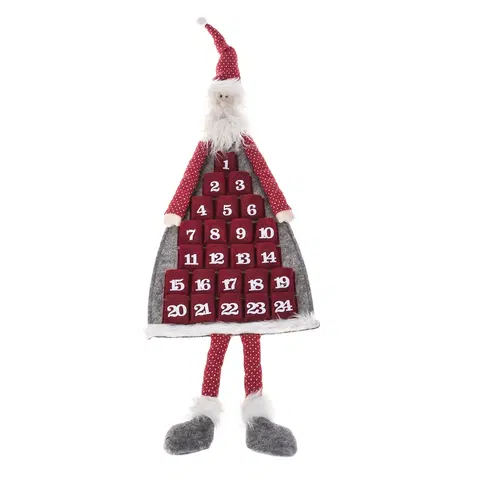 Vianočné dekorácie Závesný adventný kalendár Santa, 110 cm