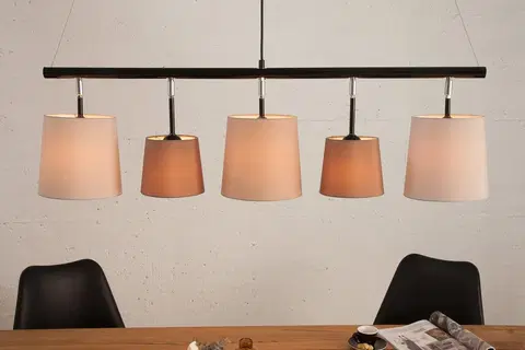 Osvetlenie Závesná lampa LANSING Dekorhome Biela / hnedá