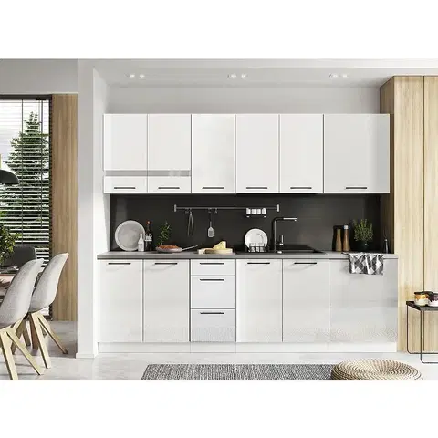 Moderný kuchynský nábytok Kuchyňa Oscar 260 Biely lesk Bb