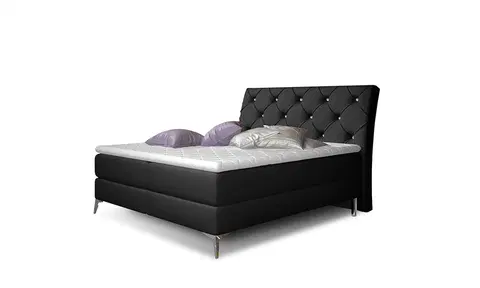 Postele NABBI Amika 180 čalúnená manželská posteľ s úložným priestorom čierna (Soft 11)