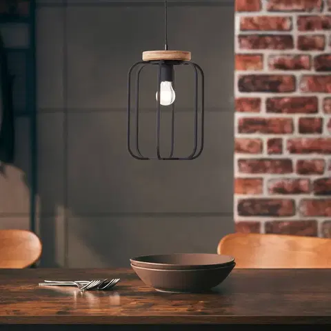 Závesné svietidlá Brilliant Závesná lampa Tosh s dreveným detailom, 1-pl.