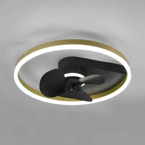 Stropné ventilátory so svetlom Reality Leuchten Stropný ventilátor Borgholm diódy LED, CCT, čierna