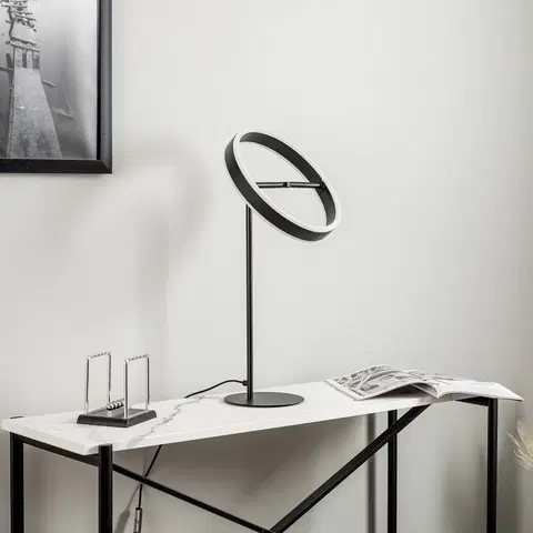 Stolové lampy Lucande Lucande Yekta stolová LED lampa, stepdim, čierna