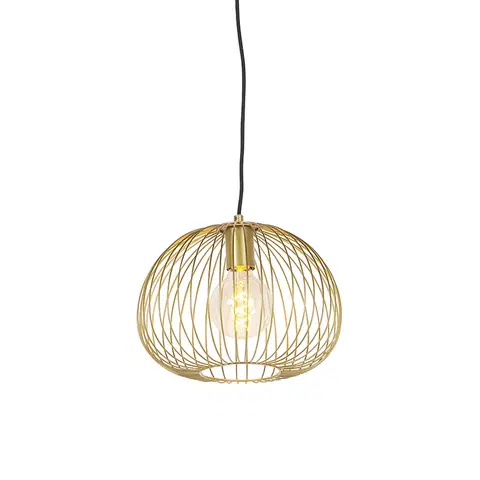 Zavesne lampy Dizajnová závesná lampa zlatá - Wire Dough
