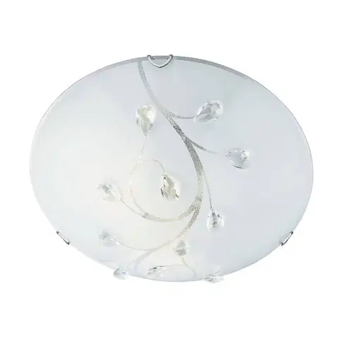 Stropné svietidlá Searchlight Sklenené stropné svietidlo Flush Flower, Ø 40 cm