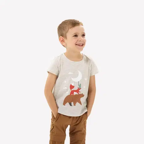 nohavice Detské tričko MH100 2-6 rokov béžové