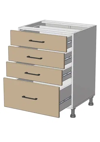 Kuchynské skrinky dolná skrinka so zásuvkami š.60, v.82, Modena LD31S6082, grafit / antracit