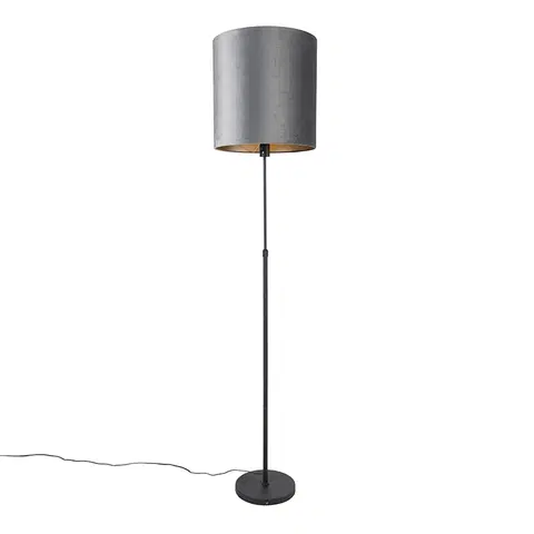 Stojace lampy Stojacia lampa čierna odtieň sivá 40 cm nastaviteľná - Parte