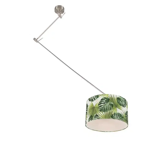 Zavesne lampy Moderné závesné svietidlo oceľové s tienidlom na listy 35 cm - Blitz 1