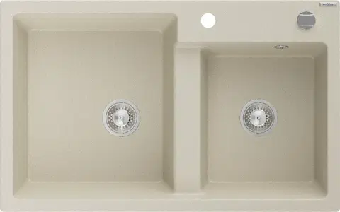 Kuchynské drezy MEXEN MEXEN - Tomas granitový drez 2-bowl 800x500 mm, béžový, sifón chróm 6516802000-69