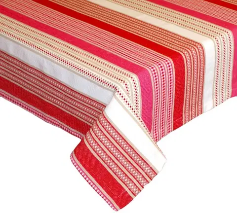 Obrusy Forbyt, Obrus ​​bavlnený, Stripe červený, obdĺžnik 120 x 130 cm