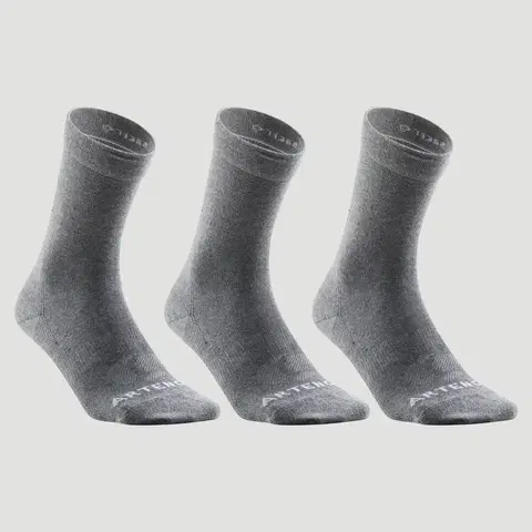 bedminton Športové ponožky RS 160 vysoké 3 páry sivé