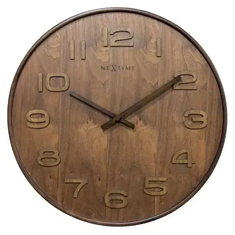 Hodiny Dizajnové nástenné hodiny 3096br Nextime Wood Medium 35cm