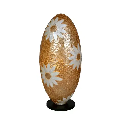 Stolové lampy Woru Lampa Lion mušle capiz kvetinový motív tvar vajca